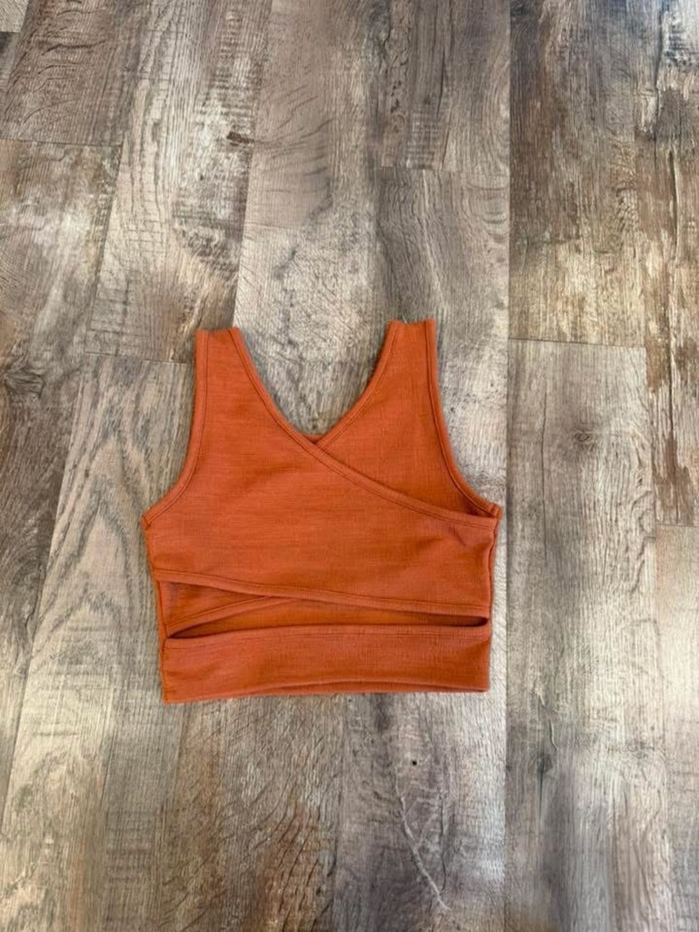 Roxy Rust Ribbed Cross-Back Crop Tank - Picture 2 of 2